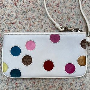 Coach polka dot leather wristlet